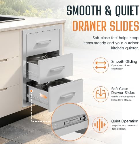 SPECRAFT 14 in Stainless Steel Outdoor Kitchen 3-Drawer Cabinet - Image 7