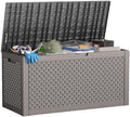 ROJIK Outdoor Storage Housing Deck Box - Waterproof Patio Furniture, Garden Tools, Cushions, Pool Accessories Storage Bench with Lockable Lid and Side Handles (Grey,125 Gal) by ROJIK