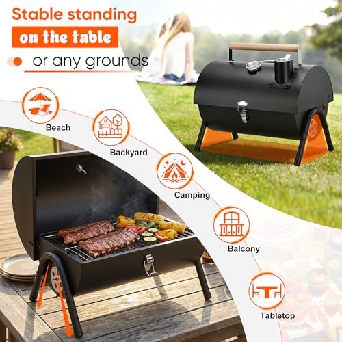 HaSteeL Portable Charcoal Grill with 6 BBQ Tools, Small for 1-3 People - Image 6