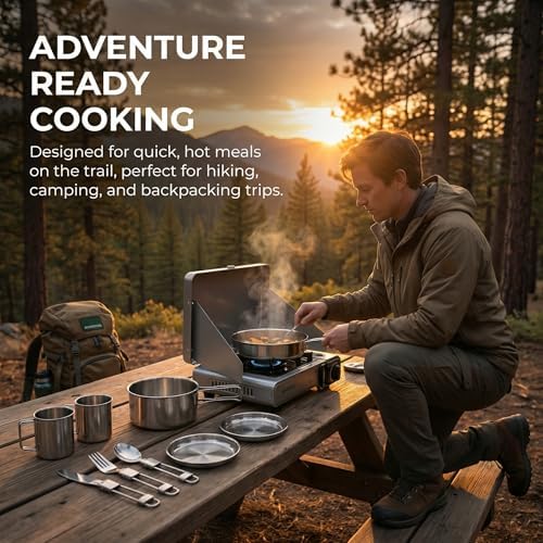 14-Piece Camping Cookware Set, 304 Stainless Steel Pots and Pans - Image 6
