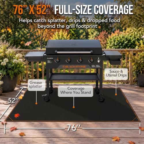 76 x 52in Under Grill Mat for Outdoor Grill, 4 Weighted Corners - Image 3