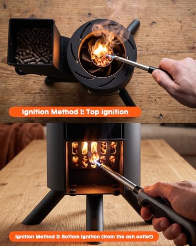 21" Tabletop Wood Pellet Heater with Glass Tube, Modern Gift, FP057 - Image 6