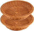 RT&BS 2pcs Round Wicker Bread Basket, Round Wicker Fruit Basket, Woven Egg Baskets, Reusable Handwoven Storage Baskets for Living Room, Kitchen, Store, Restaurant, Outdoor, Party (Brown, S) by RT%26BS