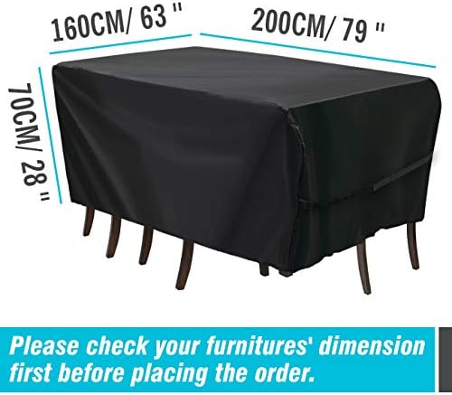 Velway Patio Furniture Cover Outdoor, Waterproof Rectangular Patio Table Chair Sofa Set Cover, 78”Lx63”Wx27”H, All Weather Oxford Tear-Resistant Material with Zipper Carrying Bag Windproof Buckles - Image 4