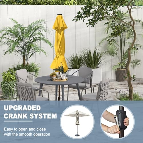 EliteShade USA 10-Year-Non-Fading 10ft Market Patio Umbrella, Commercial Grade Table Sun Umbrella with 80 Solar LED Lights, Crank Open, Windproof & UPF 50+ UV Protection for Garden, Deck, Pool, Backyard, Sunflower Yellow - Image 3