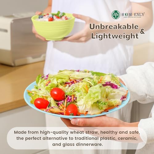 Homienly 40-Piece Kichen Dinnerware Set, Wheat Straw Dinnerware Set, Plates, Bowls, Drinking Cups, Service for 8, Dishwasher & Microwave Safe Dish Set, Unbreakable Plates and Bowls Set - Memphis - Image 5