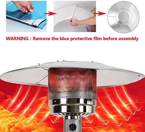 Patio Heater Reflector Shield, Aluminum Heat Reflector Shield Top for Propane Outdoor Heaters,Dome Replacement Parts(3-Hole Mount，33" Diameter Round) - Image 6