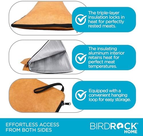 BIRDROCK HOME BBQ Resting Bag - Triple Layer Insulated Meat Resting Bag with Wide Zipper Opening, Premium Quality Tyvek, Portable, Reusable, 21.4" x 16" - Ideal for Briskets, Shoulders, & Large Cuts - Image 6
