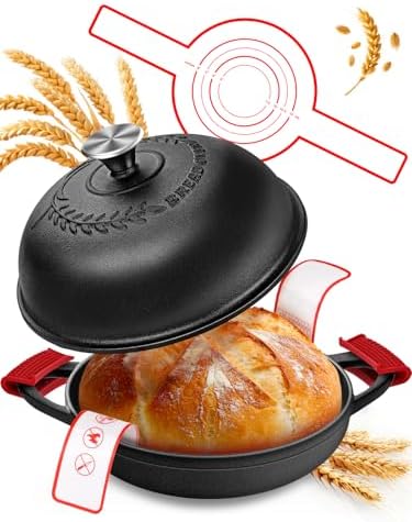 Dutch Oven Bread Baking Pot with Lid 6QT Enameled Cast Iron Oven, Matte Black Design & Sourdough Kit (Silicone Sling) for Artisan Bread Making by Unknown