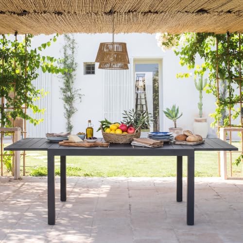NUU GARDEN Outdoor Rectangular Aluminum Extendable Dining Table, Black - Image 5