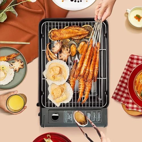 Portable Butane Stove Dual Fuel Gas BBQ Grill with Case & Stainless Grate - Image 2