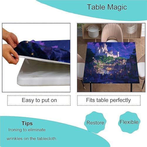 Card Table Tablecloths, Medieval Fantasy Pattern Printed on Polyester Square Table Cover, Perfect for Breakfasts Tea Gatherings, Fit for 60" x 60" Square Tables - Image 3
