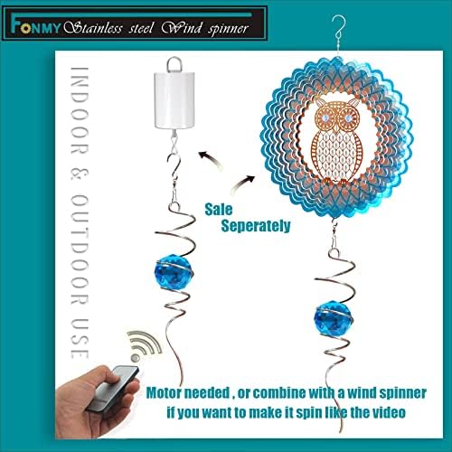 Fonmy Gazing Ball Spiral Tail -Decorative Wind Spinner Sun Catcher Rainbow Maker 11 inch Tail and 2 inch Peacock Blue Crystal Orb. Indoor Outdoor Garden Decoration -13 inch Height - Image 4