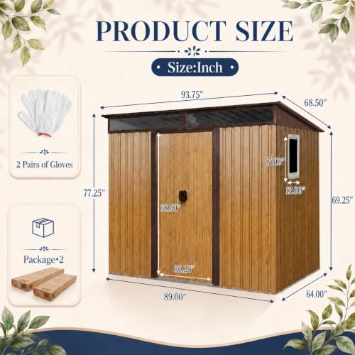 8X6 FT Outdoor Metal Storage with Lockable Sliding Doors - Image 3