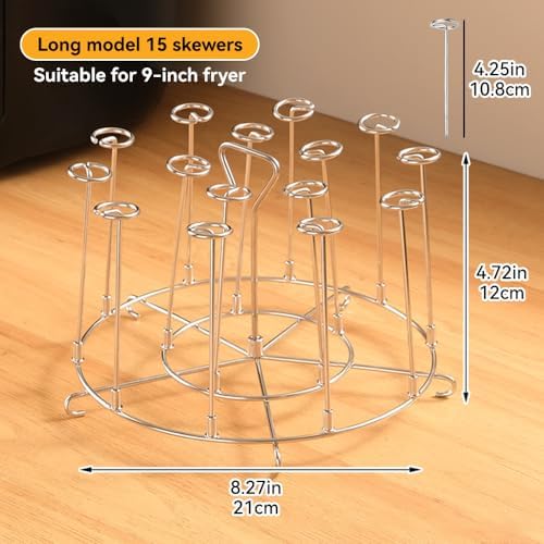304 Stainless Steel Air Fryer Skewer Stand Dishwasher Safe Vertical Skewer Air Fryer Accessories for BBQ Grill Kabobs Chicken Meat Seafood (15 Long Skewers) - Image 2