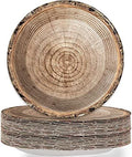 Wiooffen 48pcs Rustic Wooden Tree Party Supplies 9" Paper Plates Set Lumberjack Theme Tableware Pack Camping Hunting Party Dessert Plates Rustic Wooden Birthday Holidays Decorations by Wiooffen