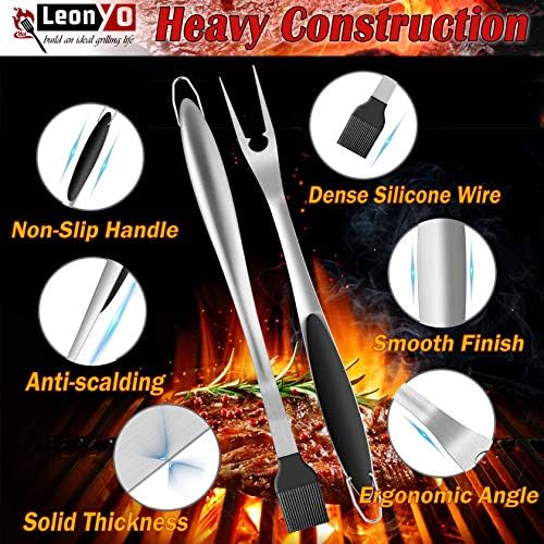 Leonyo Metal Barbecue Grilling Tools for Outdoor Grill Set of 6 - Image 3