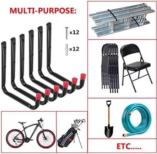 Heavy Duty Utility Garage Storage Hooks, Ladder Storage Hook Wall Mount J Organizer Hangers for Hoses, Garden Tools, Cords, Cables, Toy Bag - Image 3