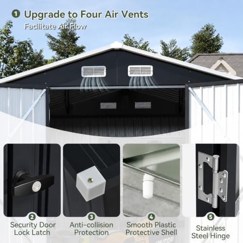 Aoxun 8x6 FT Shed Outdoor Storage Shed, Black - Image 6