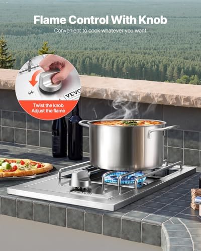 VEVOR Single Grilling Side Burner, 15,000BTU Liquid Propane Side Burner for Outdoor Kitchen, Convertible to Natural Gas, 304 Stainless Steel Built-in Single Grill Burners for BBQ Grill Island - Image 7