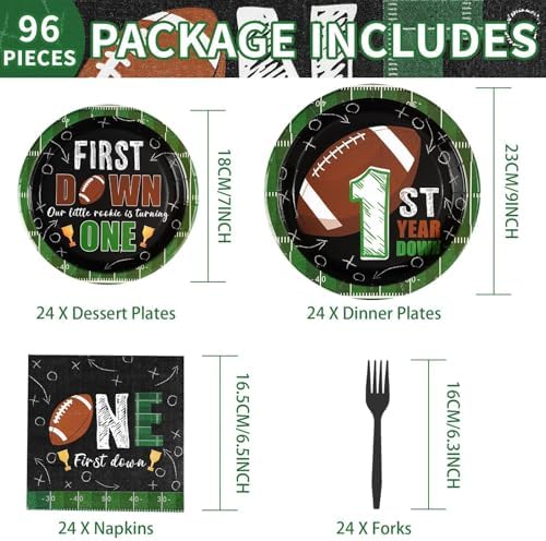 Grencian 96 Pcs Football Party Decorations for 1 Year Old Boys, Serves 24 - Image 2