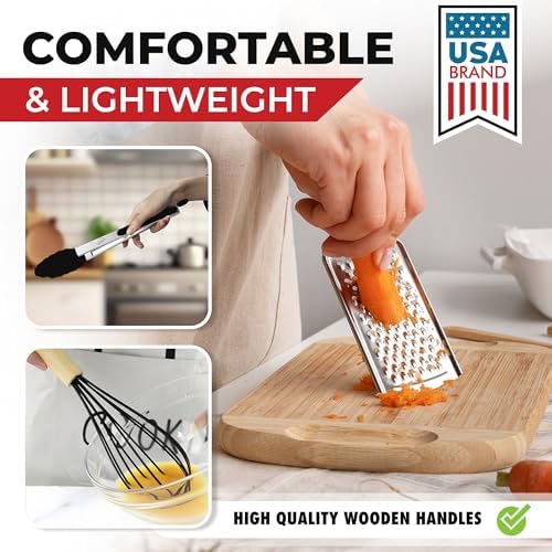 Kaluns 50 PCS Silicone Kitchen Utensils Set Complete Kitchen Set - 800°F Heat Resistant Non-Stick Premium Silicone Cooking Utensils W Wooden Handles - Can Opener, Masher, Turner, Silicone Spatula Set - Image 6