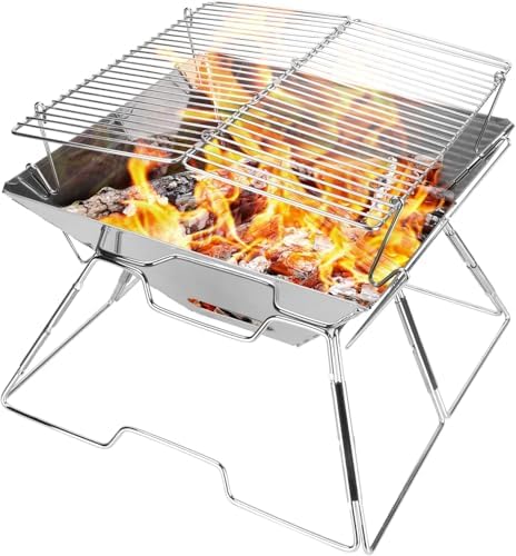 Odoland Folding Campfire Grill, Camping Fire Pit, Outdoor Wood Stove Burner by Odoland