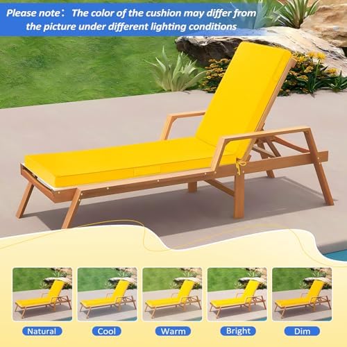 Basic Beyond Chaise Lounge Cushions Outdoor, 3-Layer Waterproof Outdoor Furniture Cushions with Removable Cover and 4 Ties, 72"x21"x3" Patio Lounge Chair Cushions for Outdoor Furniture, Yellow - Image 6