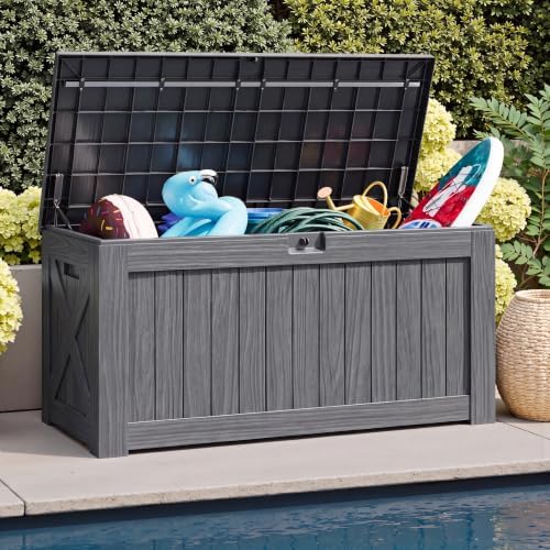 JUMMICO 120 Gallon Resin Deck Box, Large Outdoor Storage Box Waterproof - Image 5