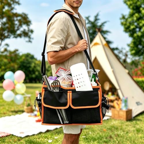 Large Grill Caddy Bag with Paper Towel Holder for Outdoor Grills, Black - Image 2