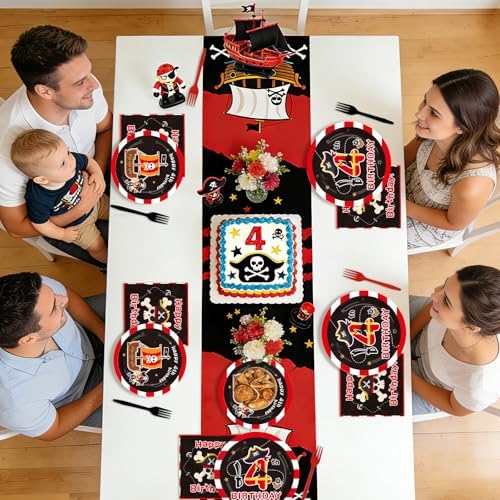 96Pcs Pirate 4th Birthday Party Decorations for Boys, Serve 24 - Image 7