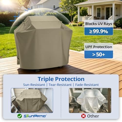 SunPatio 48 Inch Heavy Duty Waterproof Outdoor Grill Cover, Taupe - Image 4