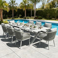 LayinSun 9 Pieces Outdoor Patio Dining Set, Aluminium Rectangular Dining Table and Wicker Rattan Chairs Set for Outside Backyard, Poolside by LayinSun