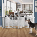 Freestanding Dog Gate Indoor,Doggie Gate Foldable Pet Gates for Doorways,Stairs or Hallways, Wooden Grey Pet Gate for the House, Pet Fence with Support Feet Included,32 "Height-6 Panels by SFJC