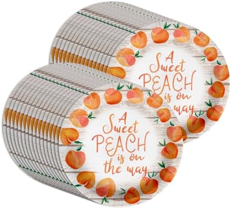 Birthday Galore Sweet Peach on the Way Gender Reveal Baby Shower – 32 Pieces Large 9" Round Disposable Paper Plates – Ideal for Vibrant, Bright Themes, Celebrations, Party Decorations & Special Events - Image 5