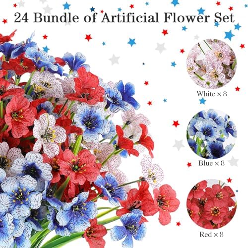 AGIRL Artificial Flowers Outdoor Fake Plants for 4th of July Garden Decor - Image 3