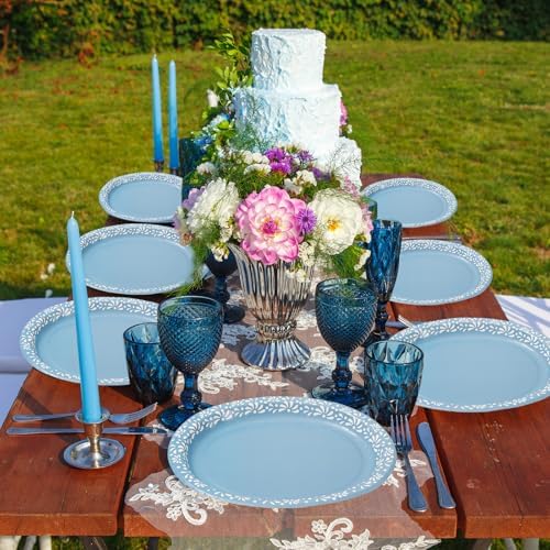 Whaline 50 Pcs Cielito Lindo Paper Plates 12 x 10 Inch Blue Platos De Barro Mexicanos Disposable Dinner Plates Mexico Fiesta Party Supplies for Baby Shower Wedding Decor - Image 7