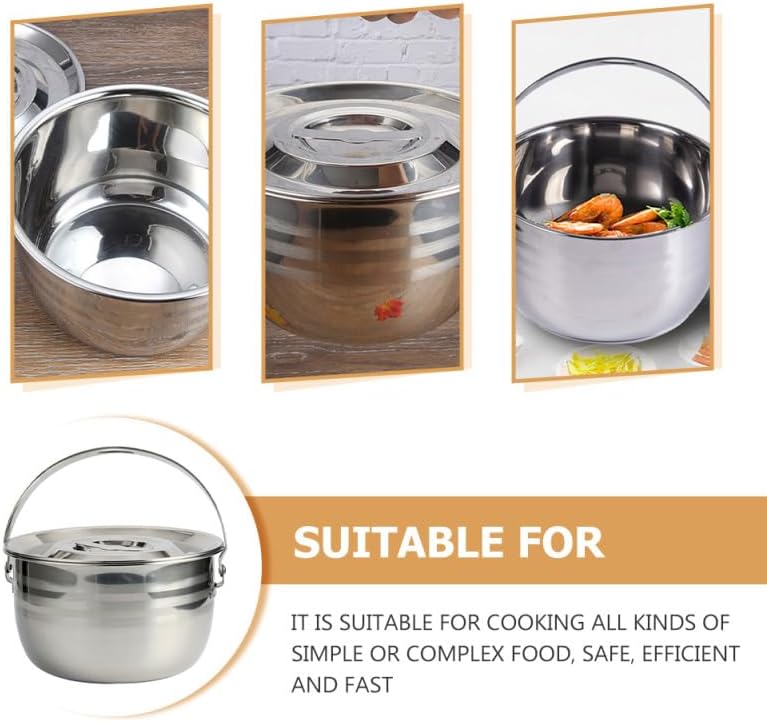 PRETYZOOM Camping Griddle Camping Pot Jacketed Kettle Thicken Child Stainless Steel Thicken Stew Pot Camp Cooking Stainless Steel Cookware - Image 7