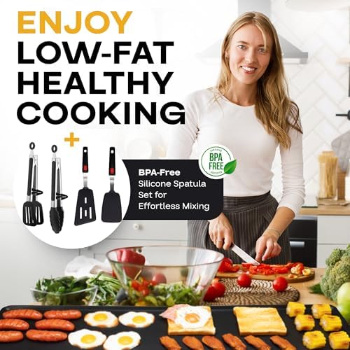 Premium Electric Griddle 36" with Silicone Cooking Utensils Set - Extra Large Portable & Nonstick Electric Grill for Outdoor Use with Adjustable Heating - Smokeless Indoor Grill by IDL Packaging - Image 3