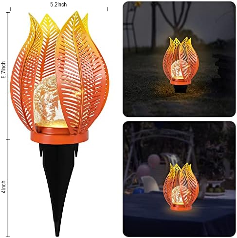 Solar Garden Lights Outdoor Decorations Garden Decor,Cracked Globe Glass,Gardening Gifts Waterproof Solar Lights for Outdoor Decor Patio,Lawn,Balcony,Porch,Yard Art - Image 3