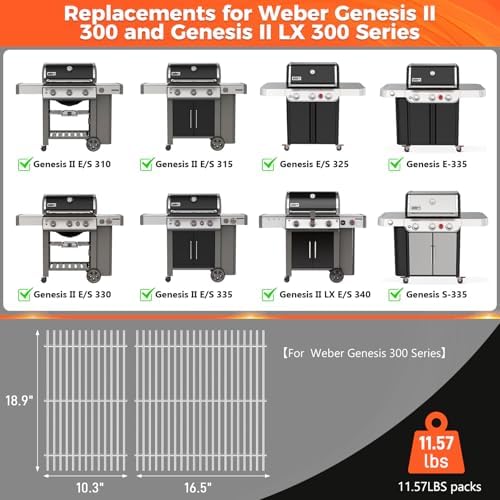 QuliMetal 18.75" Grill Grates for Weber Genesis II 300 and II LX 300 Series - Image 2