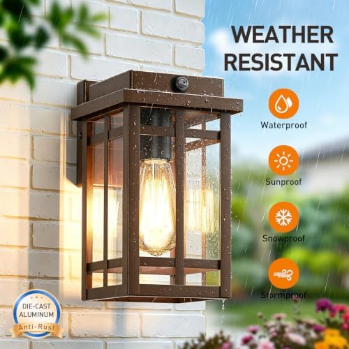 9.76'' Dusk to Dawn Outdoor Wall Light 2 Packs, Brown - Image 4