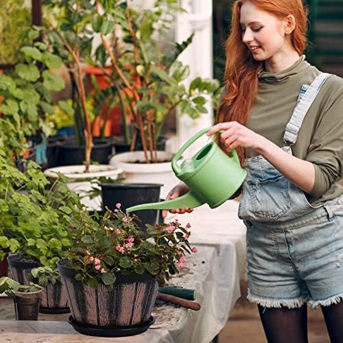 Quarut 8 inch Brown Plastic Whiskey Barrel Plant Pots Set of 4 with Drainage Holes and Saucer for Indoor and Outdoor Garden Home Plants - Image 6