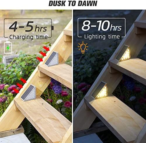 NIORSUN Solar Step Lights,16 Pack Warm White Solar Stair Lights Outdoor Waterproof IP67 Auto On Off,Solar Lights for Steps,Stair,Patio,Yard,Porch,Front Door,Sidewalk,Deck Decor - Image 2
