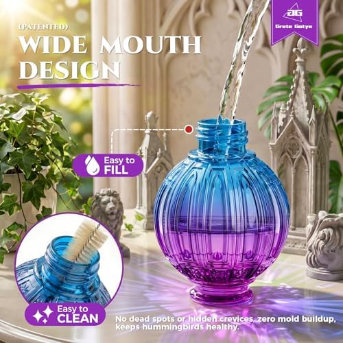 Glass Hummingbird Feeder for Outdoors Hanging, 26 fl oz Bird Nectar Feeder - Image 3