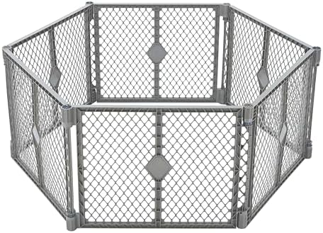 MyPet Petyard: 5.5 Ft. Wide Customizable Folding Dog Playpen Indoor/Outdoor. Made in USA. 6-Panel Puppy Playpen. Freestanding Play Pen Dog Gate 26" Tall, Fieldstone by NorthStatesMyPet