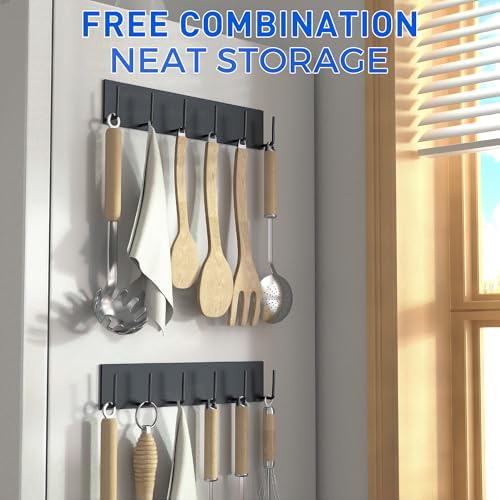 Magnetic Key Holder Wall Mount, Magnetic Key Rack Hanger With 6 Hooks For Metal Front Door, Magnetic Utensil Holder For Fridge, Strong Magnet Hanger Hook For Hanging Purse Kitchen Grill Tools Coat - Image 5