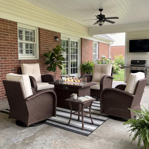 LayinSun 7 Pieces Outdoor Patio Furniture Set with Fire Pit Table by LayinSun