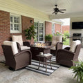 LayinSun 7 Pieces Outdoor Patio Furniture Set with Fire Pit Table by LayinSun