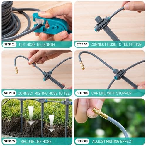 32FT 1/4" Drip Irrigation System with Stakes, 360° Adjustable Watering Kit - Image 3